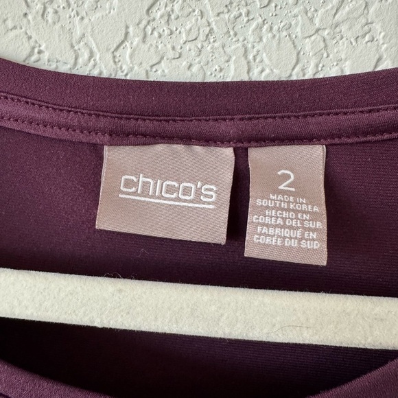Chico's Purple Relaxed Blouse with 3/4 Sleeves - Picture 2 of 3